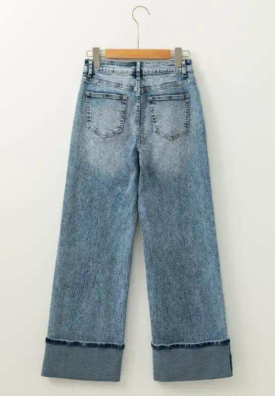 Washed Wide Leg Jeans with Pockets - Trendsi - Flyclothing LLC