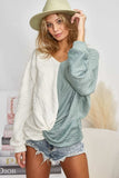 BiBi Twist Front Contrast Cable Knit Top - Trendsi - Flyclothing LLC