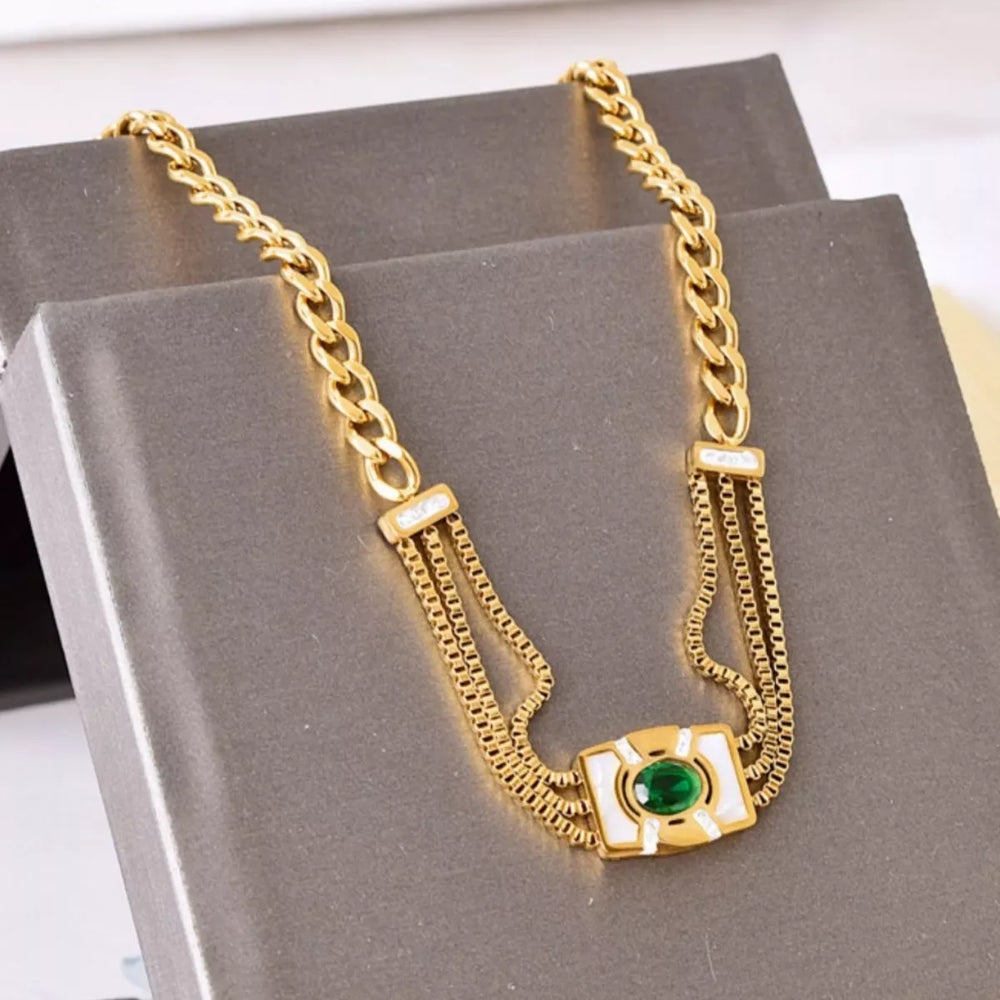 18K Gold-Plated Geometric Necklace - Trendsi - Flyclothing LLC