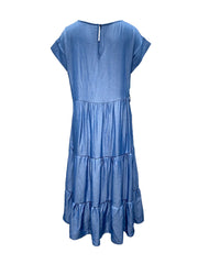 Tiered Boat Neck Short Sleeve Dress