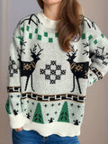 Christmas Element Round Neck Long Sleeve Sweater - Trendsi - Flyclothing LLC