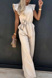 Round Neck Cap Sleeve Jumpsuit - Trendsi - Flyclothing LLC