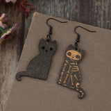 Alloy Hook Wooden Cat Earrings - Trendsi - Flyclothing LLC