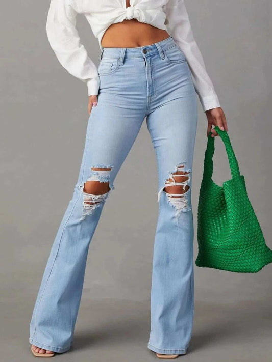 Distressed Jeans with Pockets - Trendsi - Flyclothing LLC