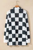 Checkered Open Front Long Sleeve Cover Up - Trendsi - Flyclothing LLC