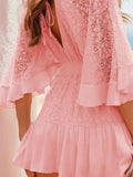 Lace Cutout Half Sleeve Mini Dress - Trendsi - Flyclothing LLC
