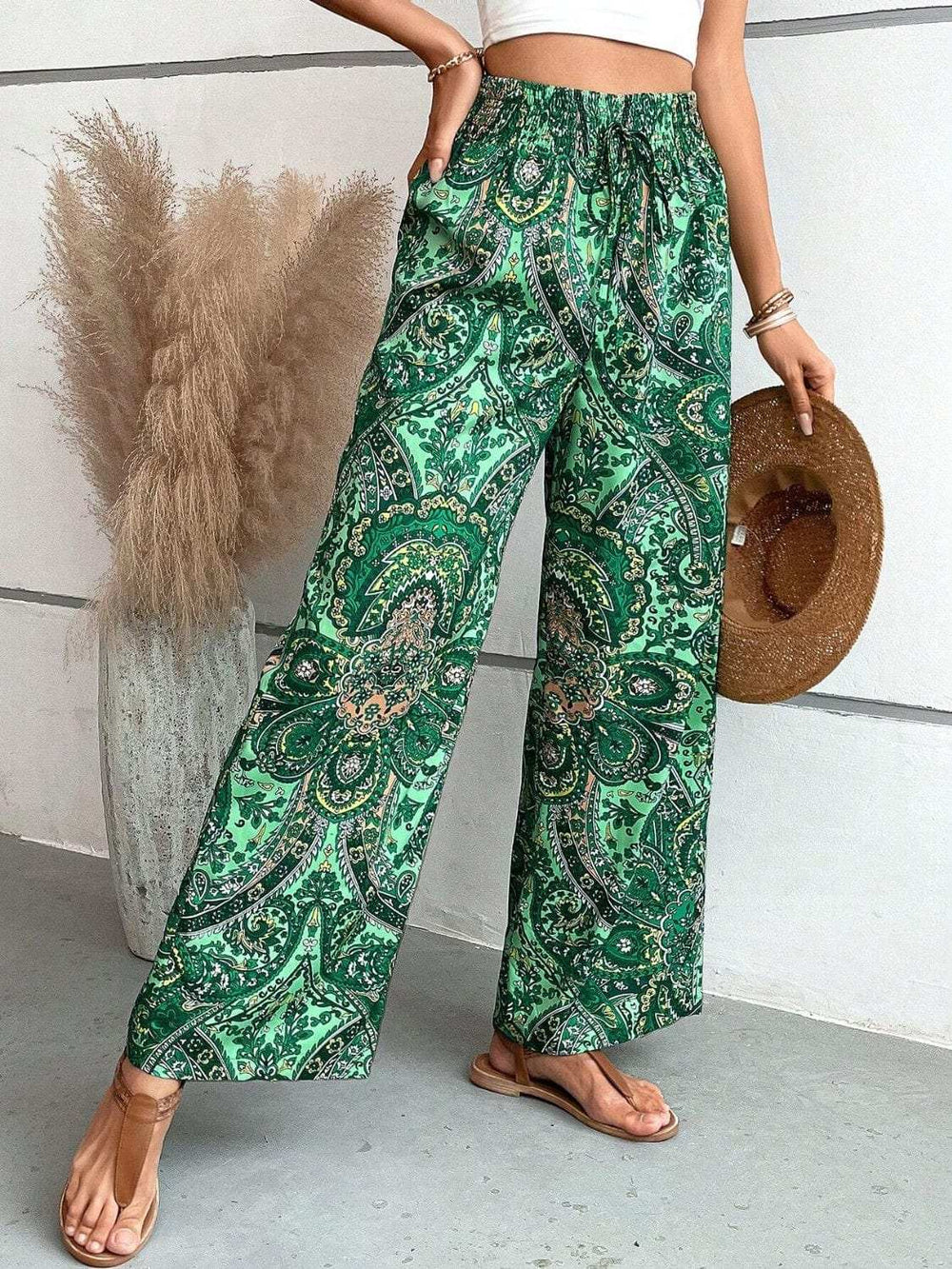 Printed Wide Leg Pants - Trendsi - Flyclothing LLC