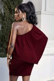 Plus Size One-Shoulder Half Sleeve Mini Dress - Trendsi - Flyclothing LLC