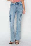 RISEN Full Size High Rise Cargo Flare Jeans - Trendsi - Flyclothing LLC