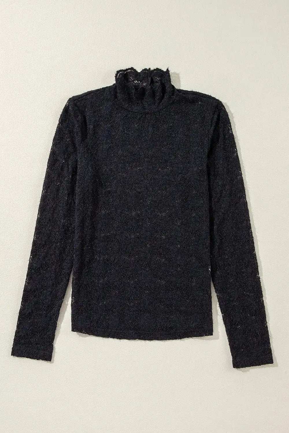 Lace Mock Neck Long Sleeve Blouse - Trendsi - Flyclothing LLC