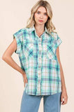 Mittoshop Mineral Wash Plaid Button Down Shirt - Trendsi - Flyclothing LLC