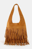 Fame Layered Fringe Detail Suede Hobo Bag - Trendsi - Flyclothing LLC