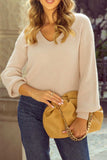 Tied Back V-Neck Long Sleeve Sweater - Trendsi - Flyclothing LLC