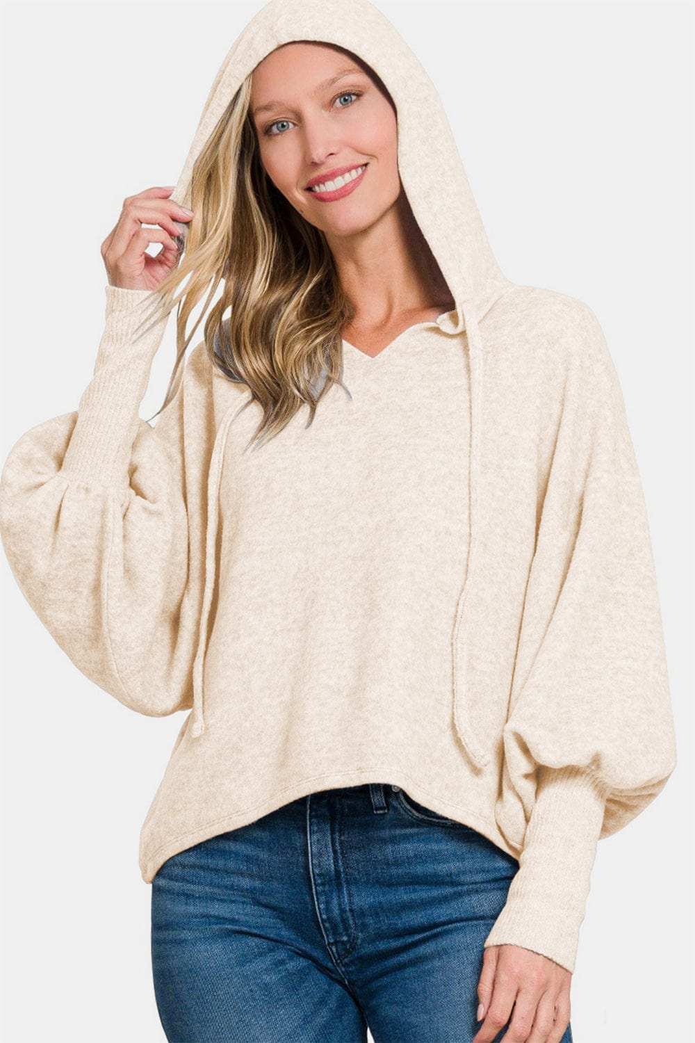 Zenana Brushed Hacci Drop Shoulder Cropped Hoodie - Trendsi - Flyclothing LLC
