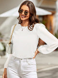 Round Neck Balloon Sleeve Blouse - Trendsi - Flyclothing LLC