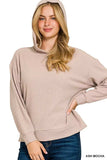 Zenana Ribbed Long Sleeve Hoodie - Trendsi - Flyclothing LLC