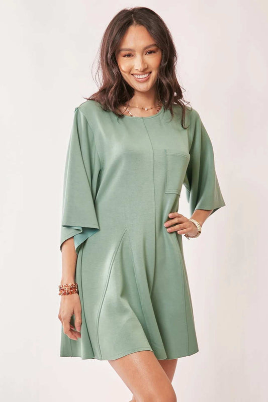 Davi & Dani Solid Draped Sleeve Ties Back Skort Romper - Trendsi - Flyclothing LLC