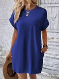 Round Neck Short Sleeve Mini Dress - Trendsi - Flyclothing LLC