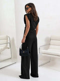 Slit Ruched Top and Wide Leg Pants Set - Trendsi - Flyclothing LLC