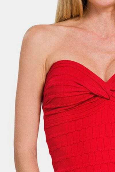 Zenana Ruched Twisted Sweetheart Neck Top - Trendsi - Flyclothing LLC