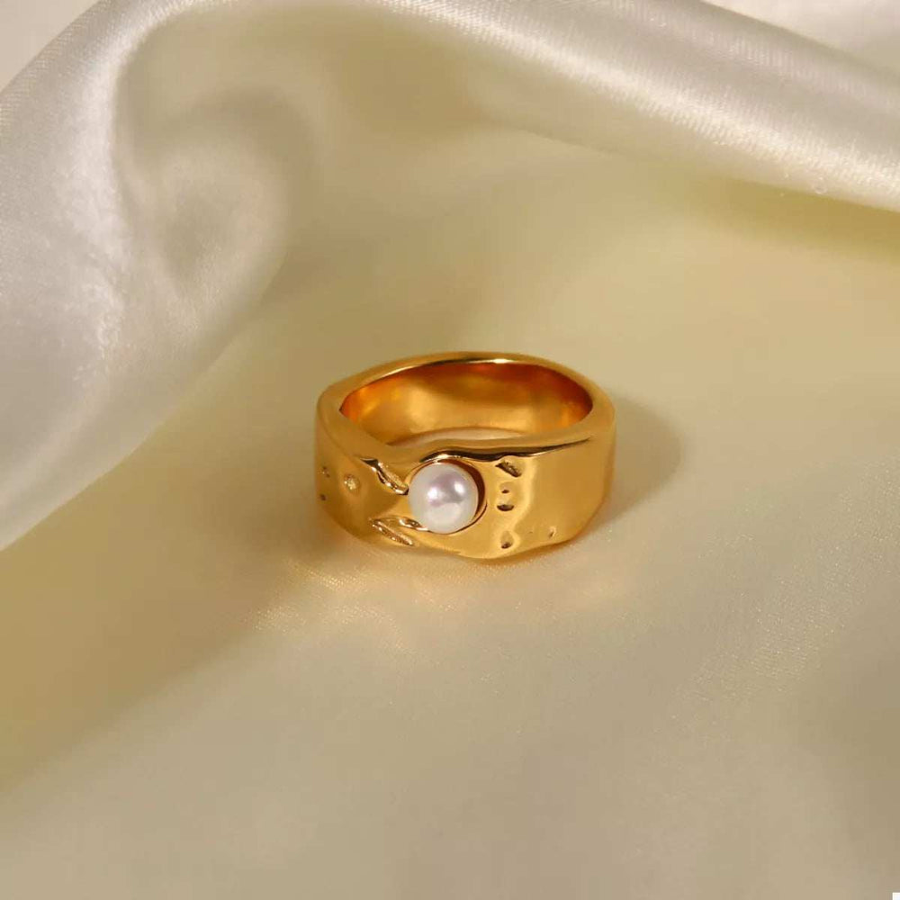 18K Gold-Plated Pearl Ring - Trendsi - Flyclothing LLC