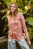BiBi Mir Solid Raw Edge Neckline Thumb Opening Top - Trendsi - Flyclothing LLC