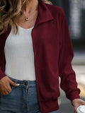 Zip Up Collared Neck Raglan Sleeve Jacket - Trendsi - Flyclothing LLC