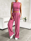 Mock Neck Sleeveless Top and Drawstring Pants Set - Trendsi - Flyclothing LLC
