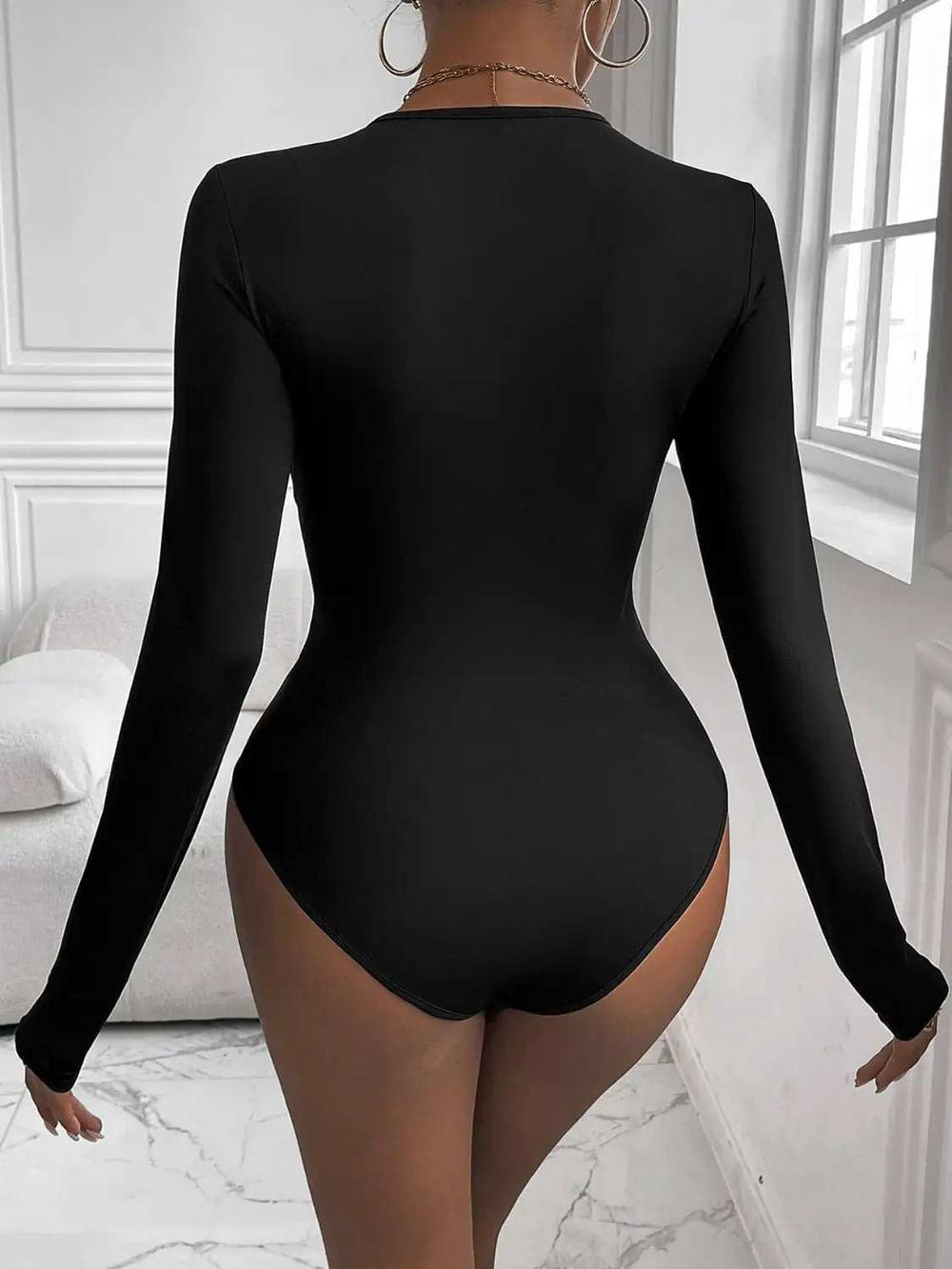 Perfee Twisted Round Neck Long Sleeve Bodysuit - Trendsi - Flyclothing LLC
