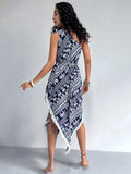 Fringe Printed Single Shoulder Dress - Trendsi - Flyclothing LLC