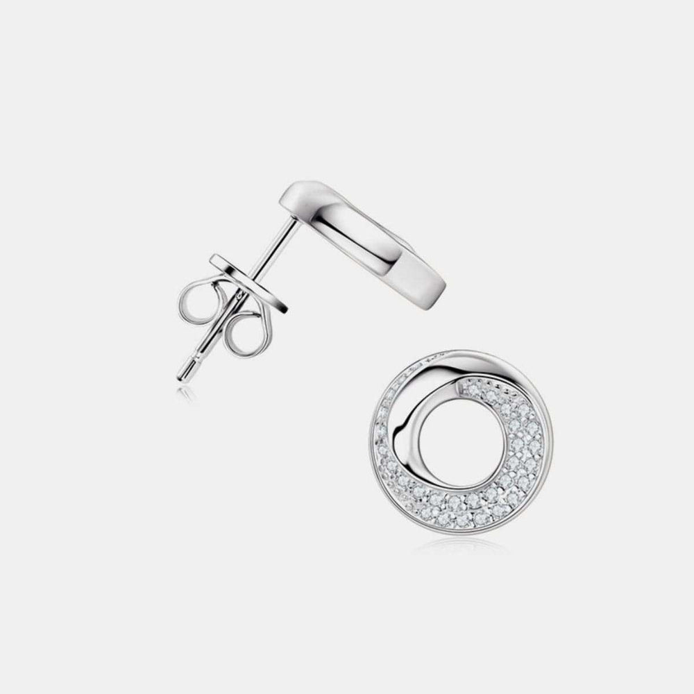 925 Sterling Silver Inlaid Moissanite Stud Earrings - Trendsi - Flyclothing LLC