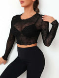 Round Neck Long Sleeve Sheer Top - Trendsi - Flyclothing LLC