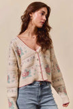 SO ME Floral Pattern Long Sleeve Button Sweater Cardigan - Trendsi - Flyclothing LLC