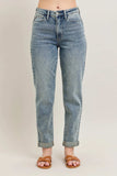 Judy Blue Full Size Hw Vintage Wash Double Roll Cuff Bf Jeans Plus Size - Trendsi - Flyclothing LLC