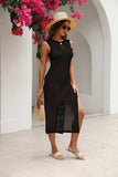 Cutout Openwork Round Neck Sleeveless Cover-Up - Trendsi - Flyclothing LLC
