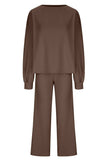 Round Neck Long Sleeve Top and Pants Set - Trendsi - Flyclothing LLC