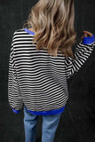 Pumpkin Striped Round Neck Long Sleeve Sweatshirt - Trendsi - Flyclothing LLC