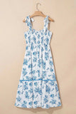 Printed Tie Shoulder Dress - Trendsi - Flyclothing LLC