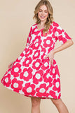BOMBOM Flower Print Ruched Dress - Trendsi - Flyclothing LLC