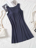 Round Neck Wide Strap Mini Tank Dress with Bra - Trendsi - Flyclothing LLC