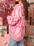 Candy Cane Round Neck Long Sleeve Sweater - Trendsi - Flyclothing LLC