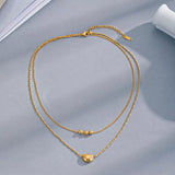 18K Gold-Plated Double Layered Necklace - Trendsi - Flyclothing LLC