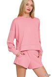 Zenana Scuba Long Sleeve Sweatshirts & Shorts Set - Trendsi - Flyclothing LLC