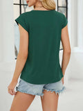 Pleated Front Scoop Neck T-Shirt - Trendsi - Flyclothing LLC
