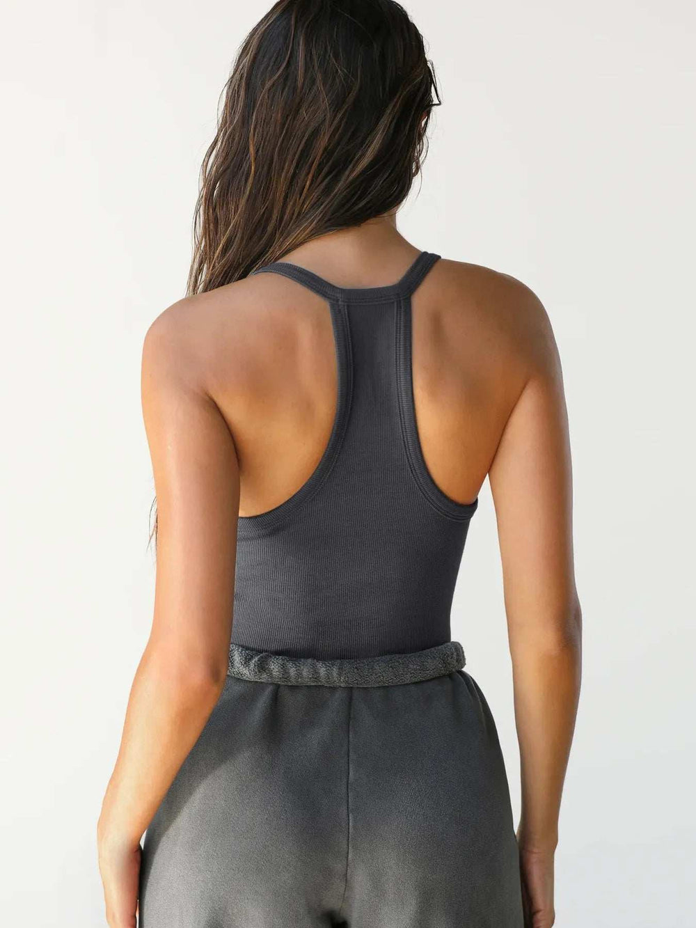 Ribbed V-Neck Halter Tank Top - Trendsi - Flyclothing LLC