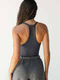 Ribbed V-Neck Halter Tank Top - Trendsi - Flyclothing LLC