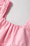 Tiered Heart Trim Square Neck Top - Trendsi - Flyclothing LLC