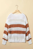 Striped Round Neck Dropped Shoulder Sweater - Trendsi - Flyclothing LLC