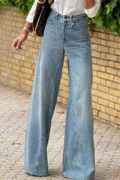 Wide Leg Jeans with Pockets - Trendsi - Flyclothing LLC