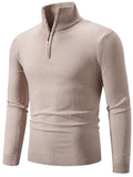 Men's Plus Size Quarter Zip Long Sleeve Knit Top - Trendsi - Flyclothing LLC